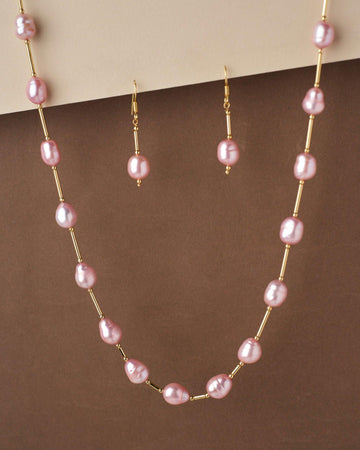 Fancy Pink Pearl Necklace Set - Chandrani Pearls