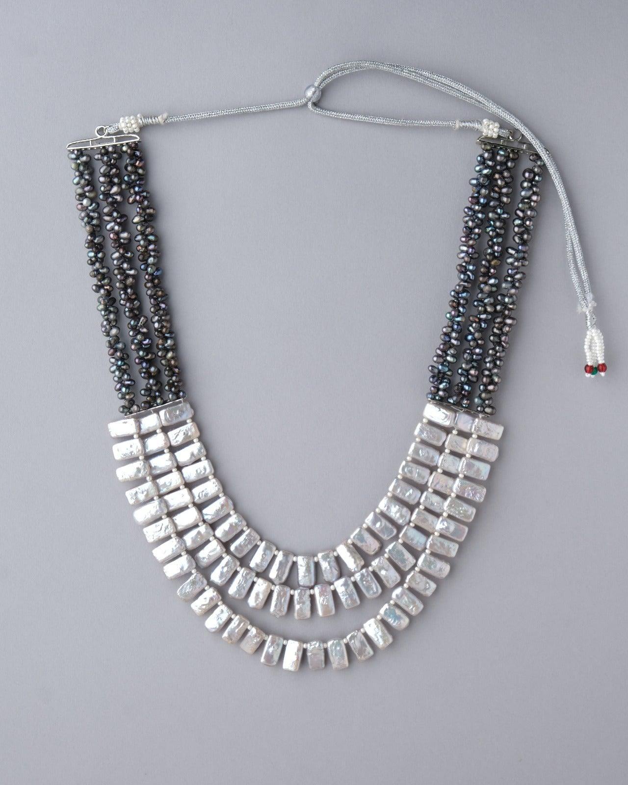 Fashionable Baroque Black And Grey Necklace - Chandrani Pearls
