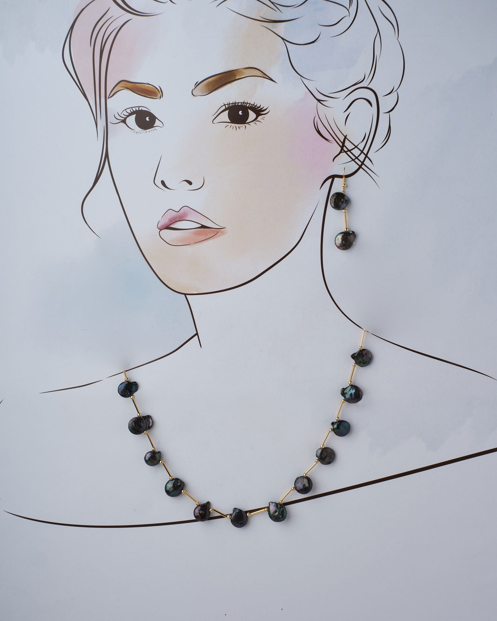 Fashionable Black Pearl Necklace Set - Chandrani Pearls