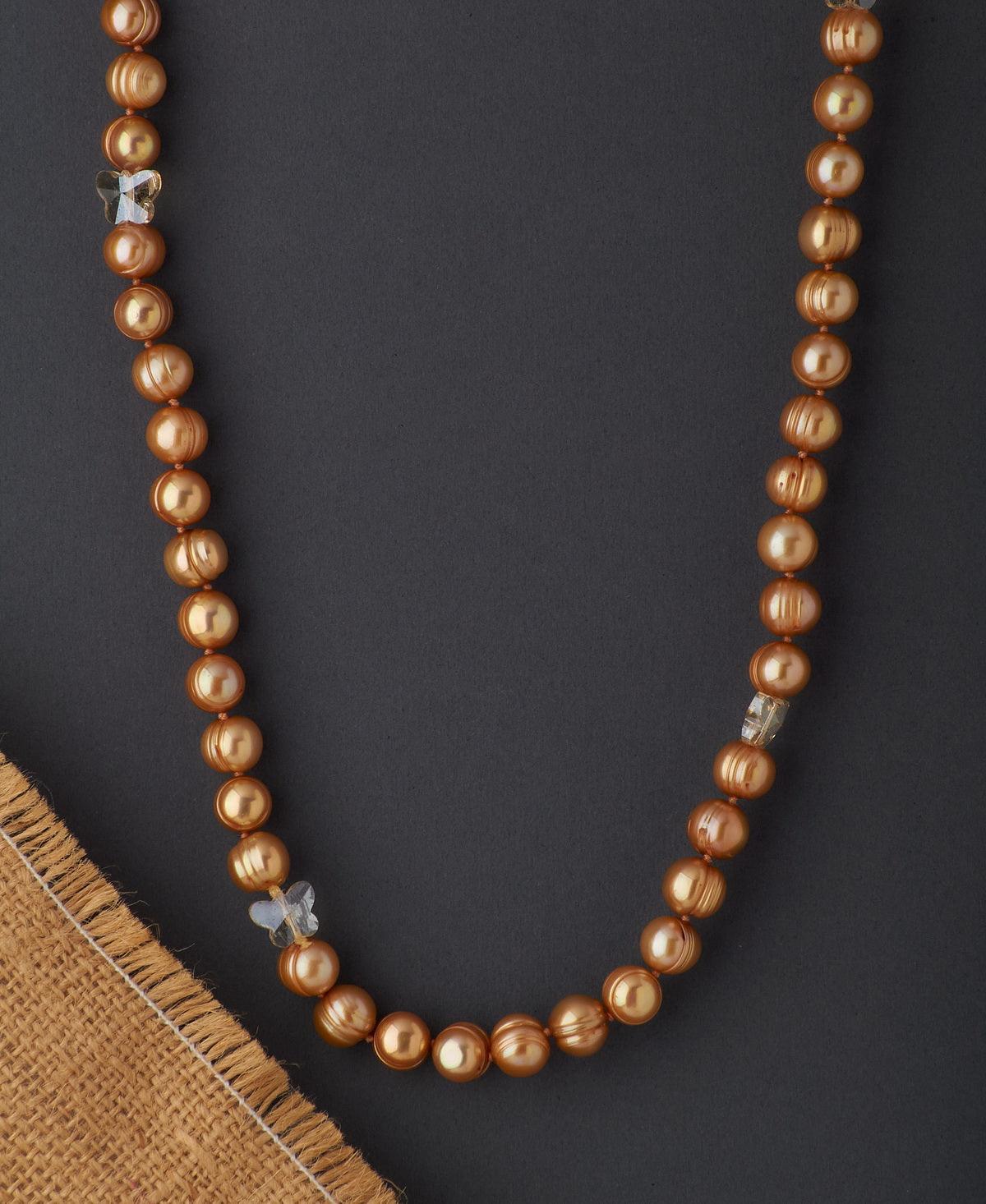 Fashionable Crystal & Real Pearl Necklace - Chandrani Pearls