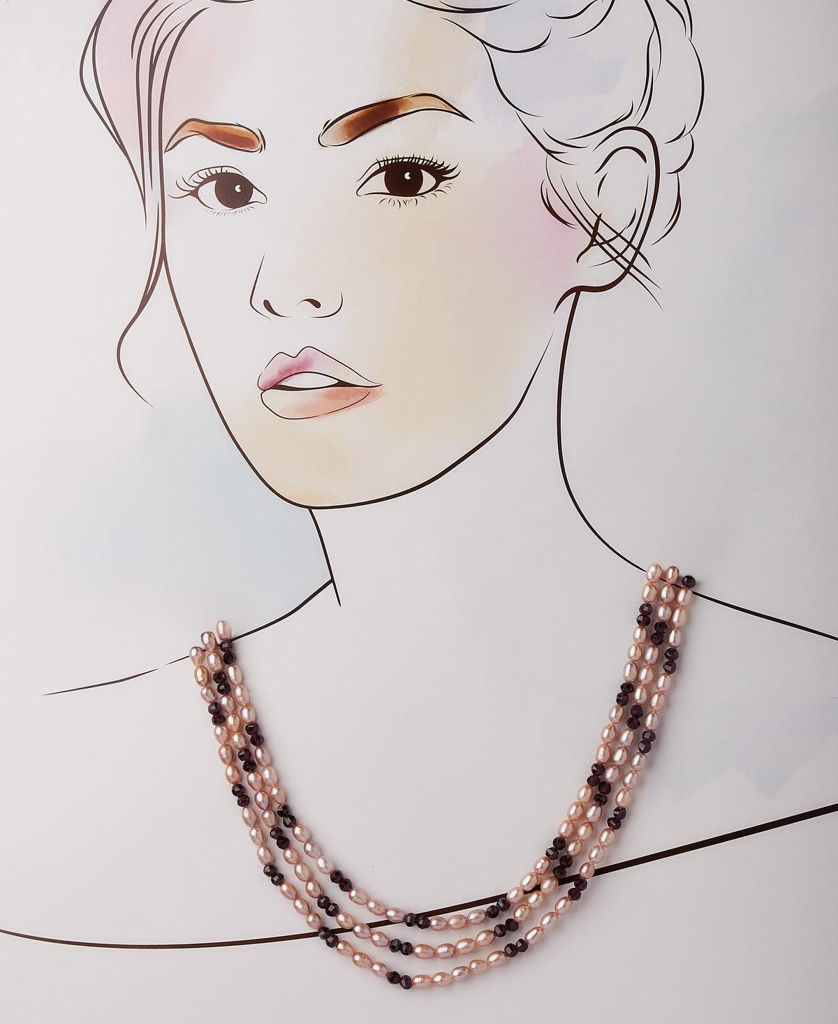 Fashionable Crystal & Real Pearl Necklace - Chandrani Pearls
