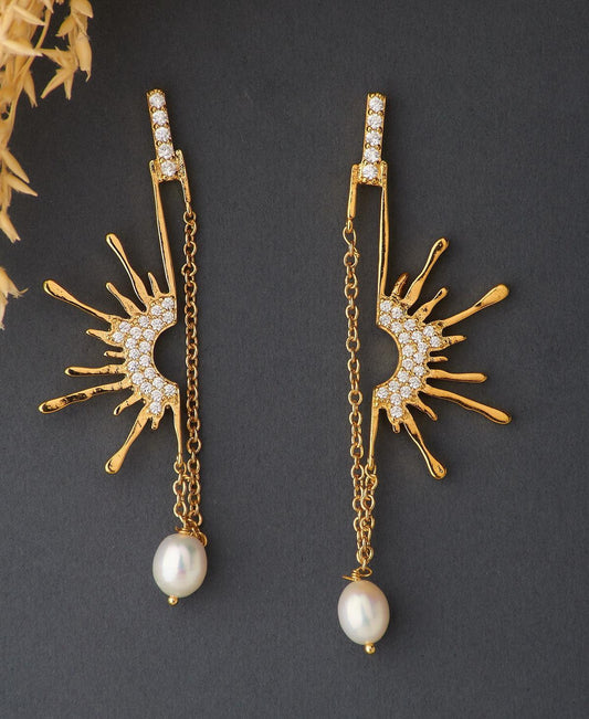 Fashionable Metallic Hanging Earring - Chandrani Pearls