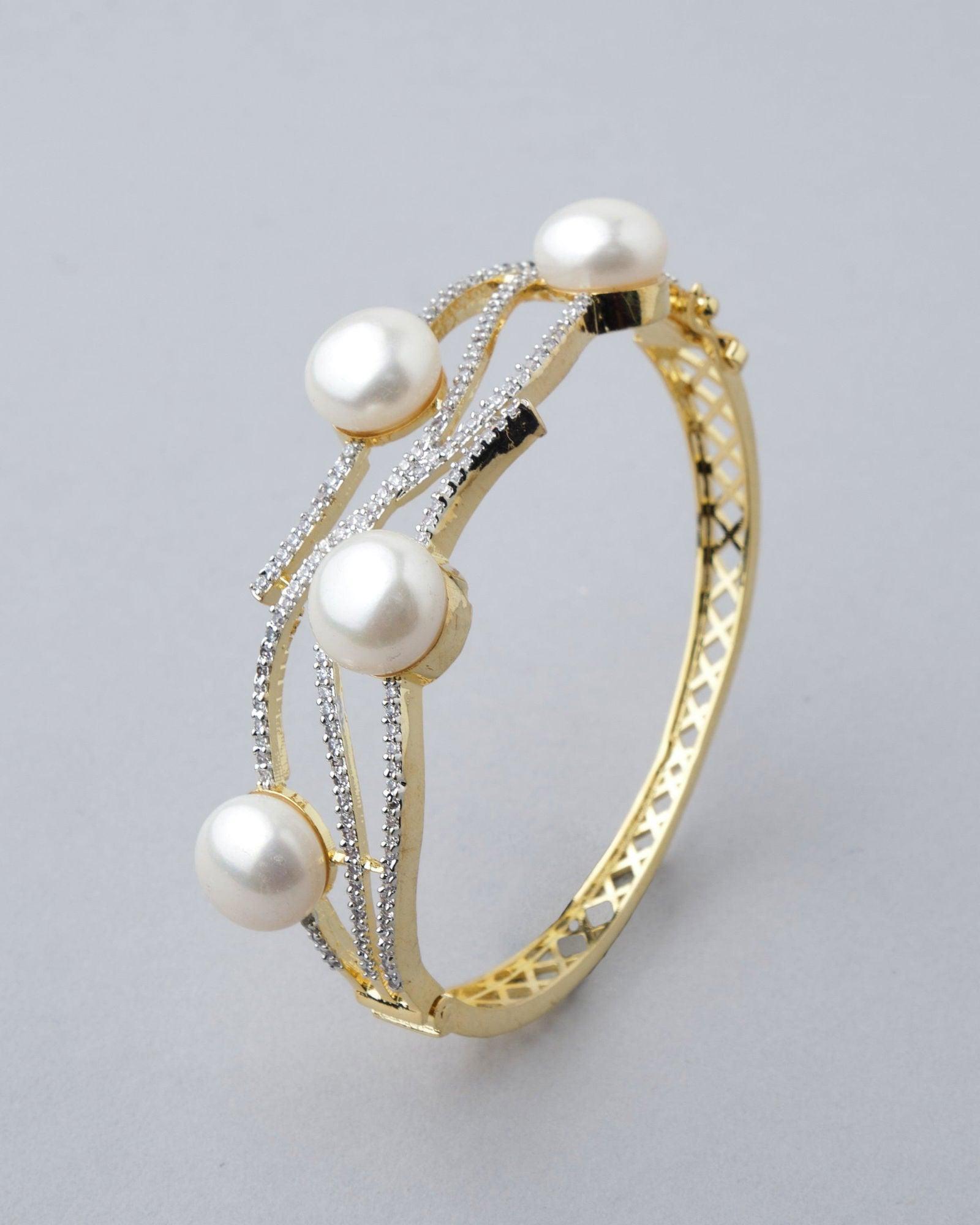 Fashionable Pearl & Stone Studded Bangle - Chandrani Pearls