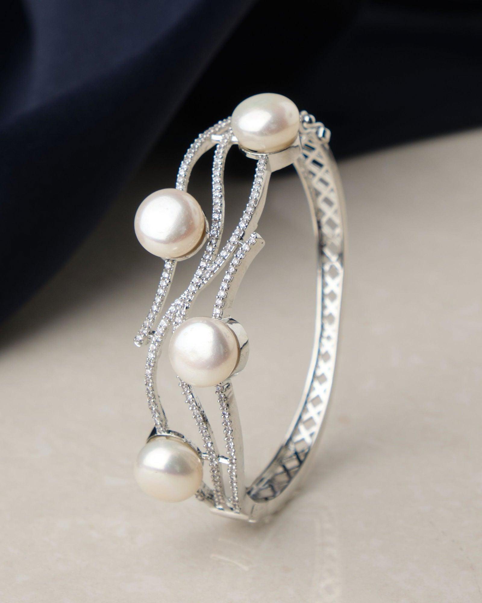 Fashionable Pearl & Stone Studded Bangle - Chandrani Pearls