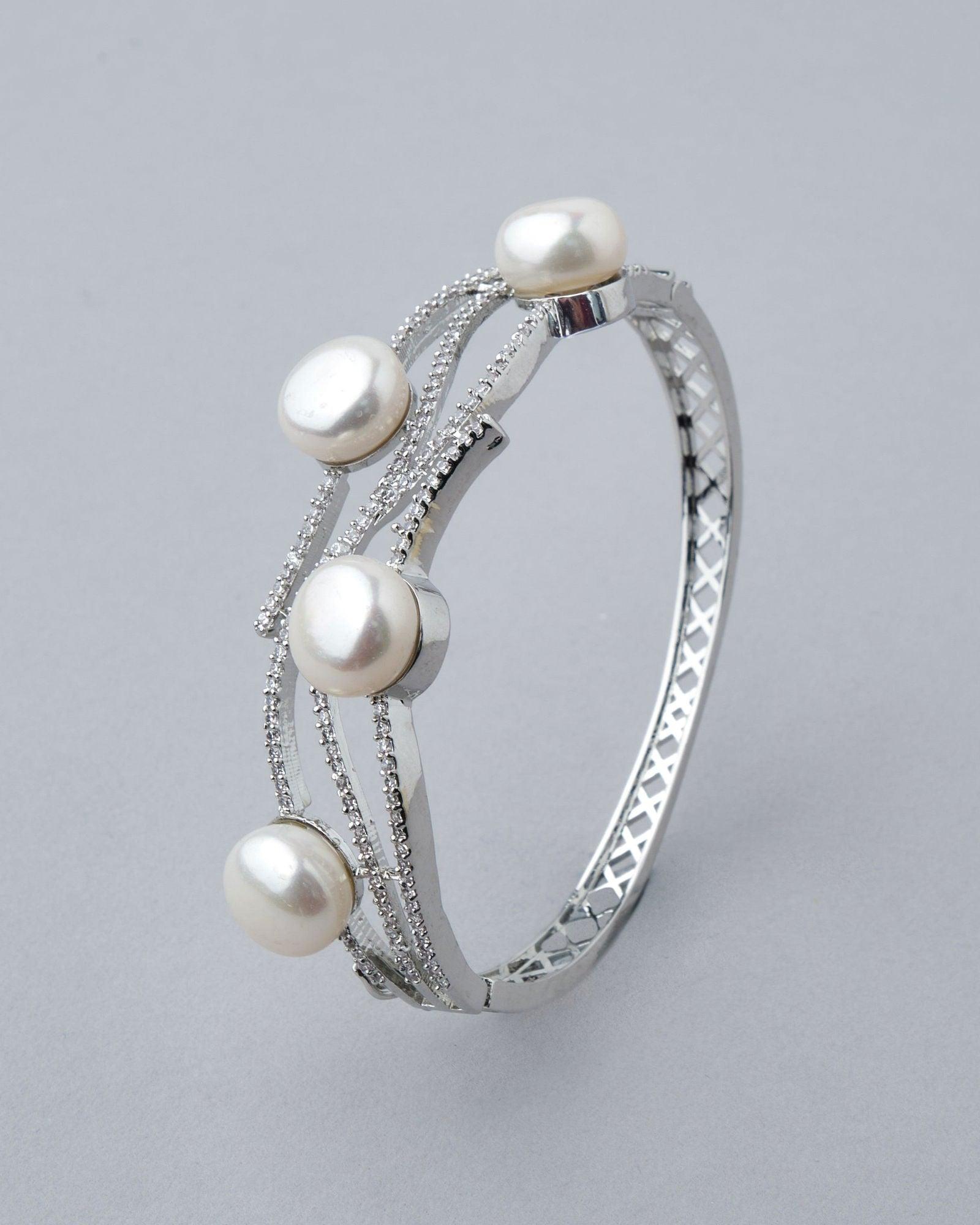 Fashionable Pearl & Stone Studded Bangle - Chandrani Pearls