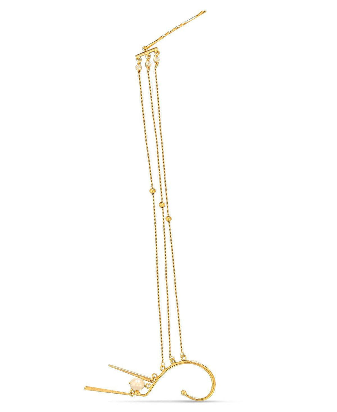 Fashionable Pearl hanging Ear Cuff - Chandrani Pearls