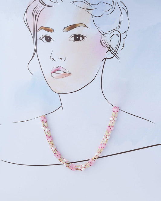 Fashionable Pink & White Pearl Necklace - Chandrani Pearls