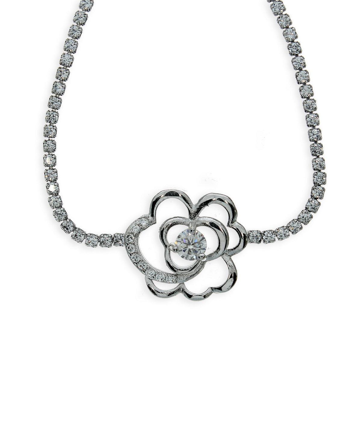 Fashionable Rose Stone Studded Metallic Bracelet - Chandrani Pearls