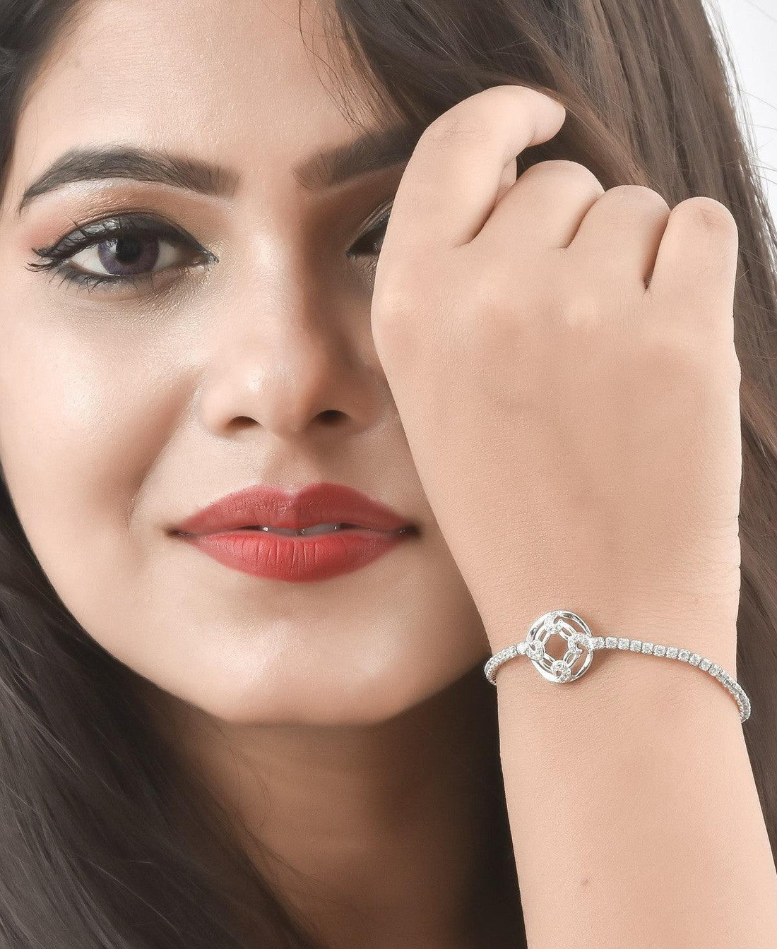 Fashionable Stone Studded Metallic Bracelet - Chandrani Pearls