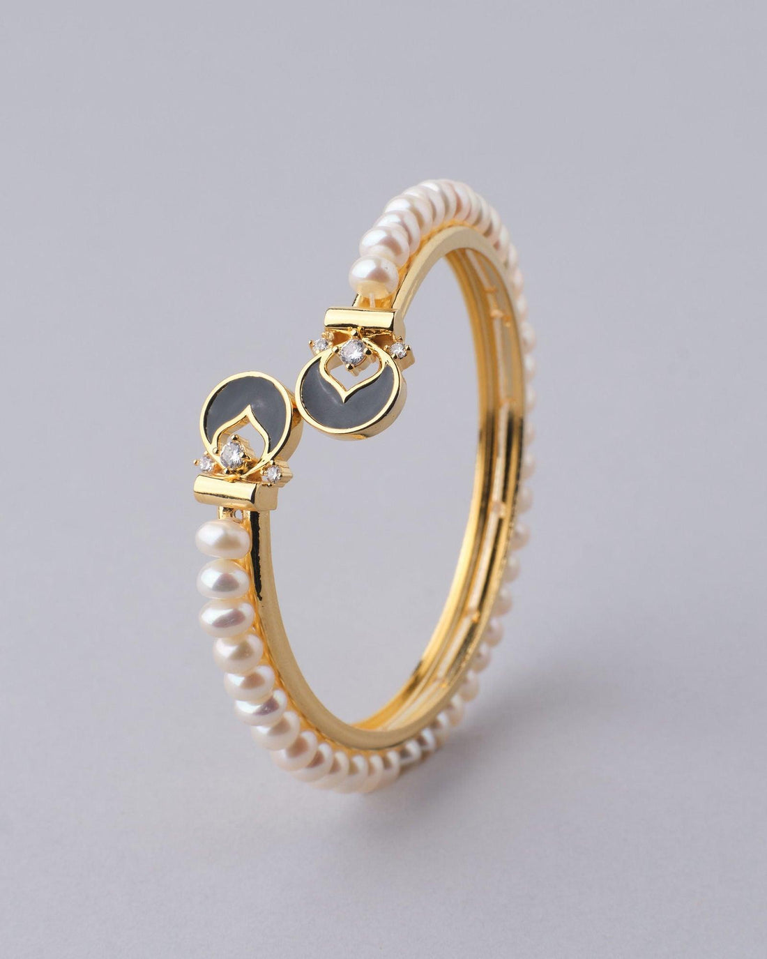 Fashionable Stone Studded Pearl Bangle - Chandrani Pearls