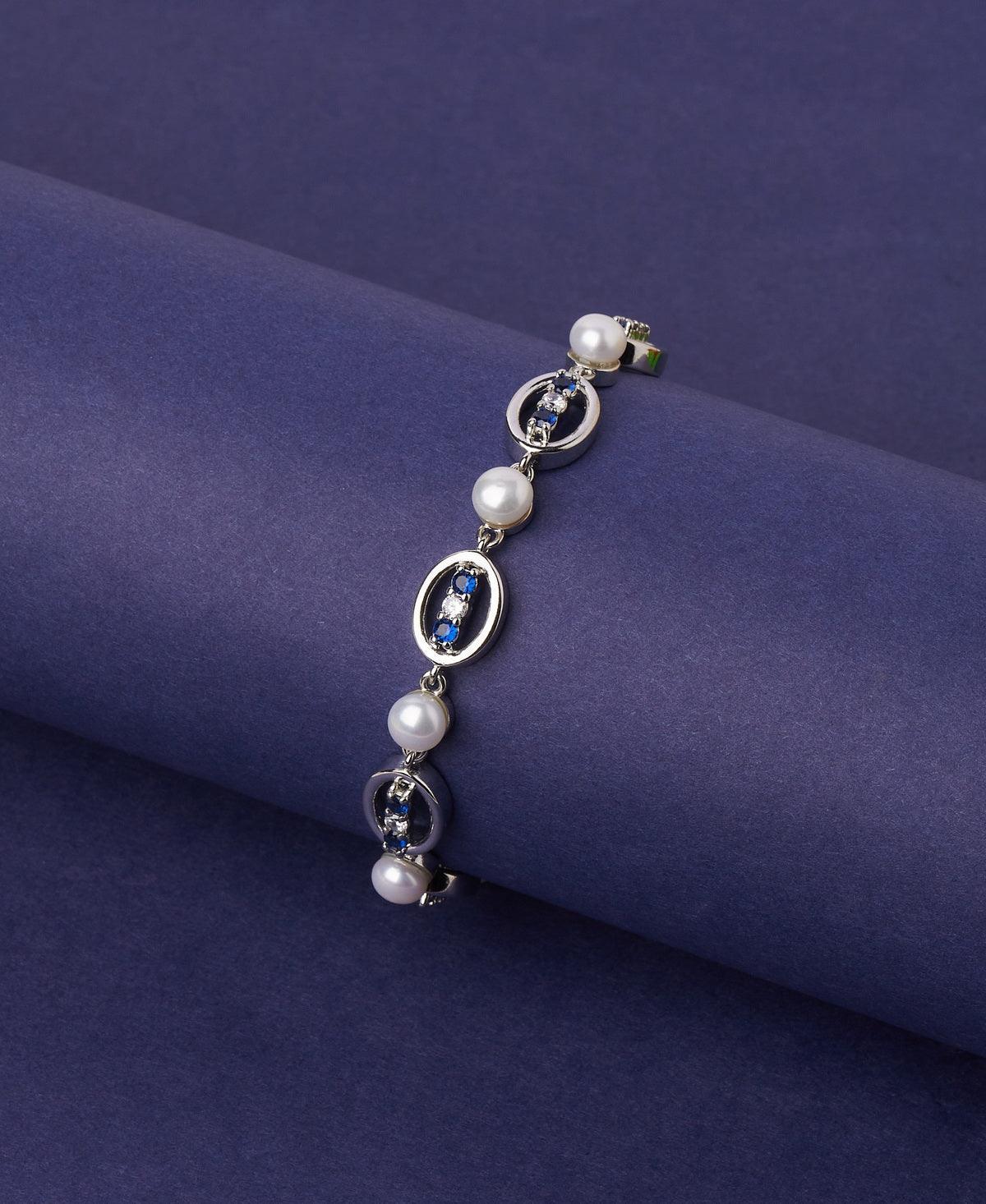 Fashionable Stone Studded Pearl Bracelet - Chandrani Pearls