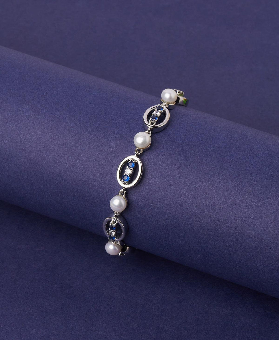 Fashionable Stone Studded Pearl Bracelet - Chandrani Pearls
