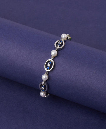 Fashionable Stone Studded Pearl Bracelet - Chandrani Pearls