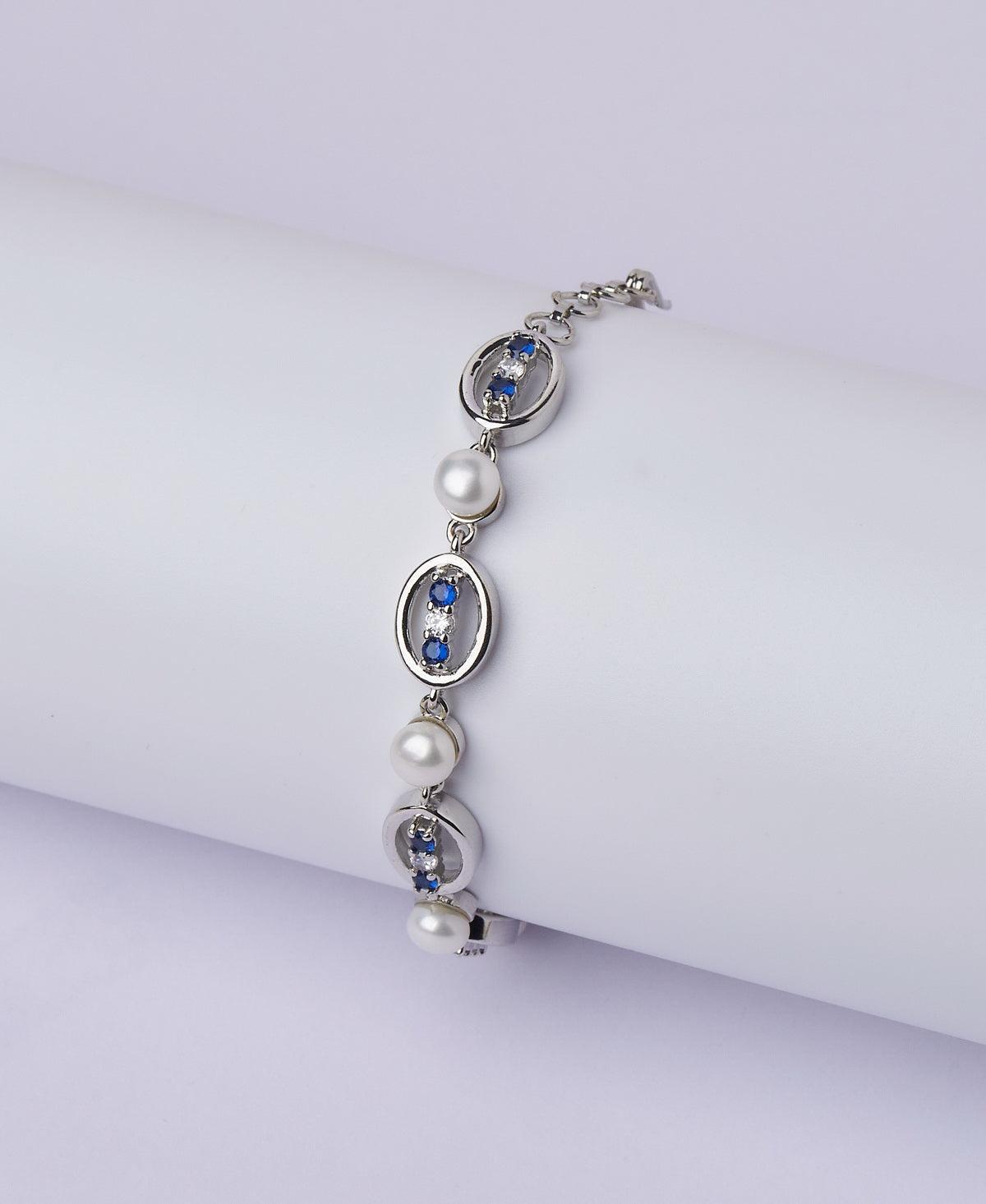 Fashionable Stone Studded Pearl Bracelet - Chandrani Pearls