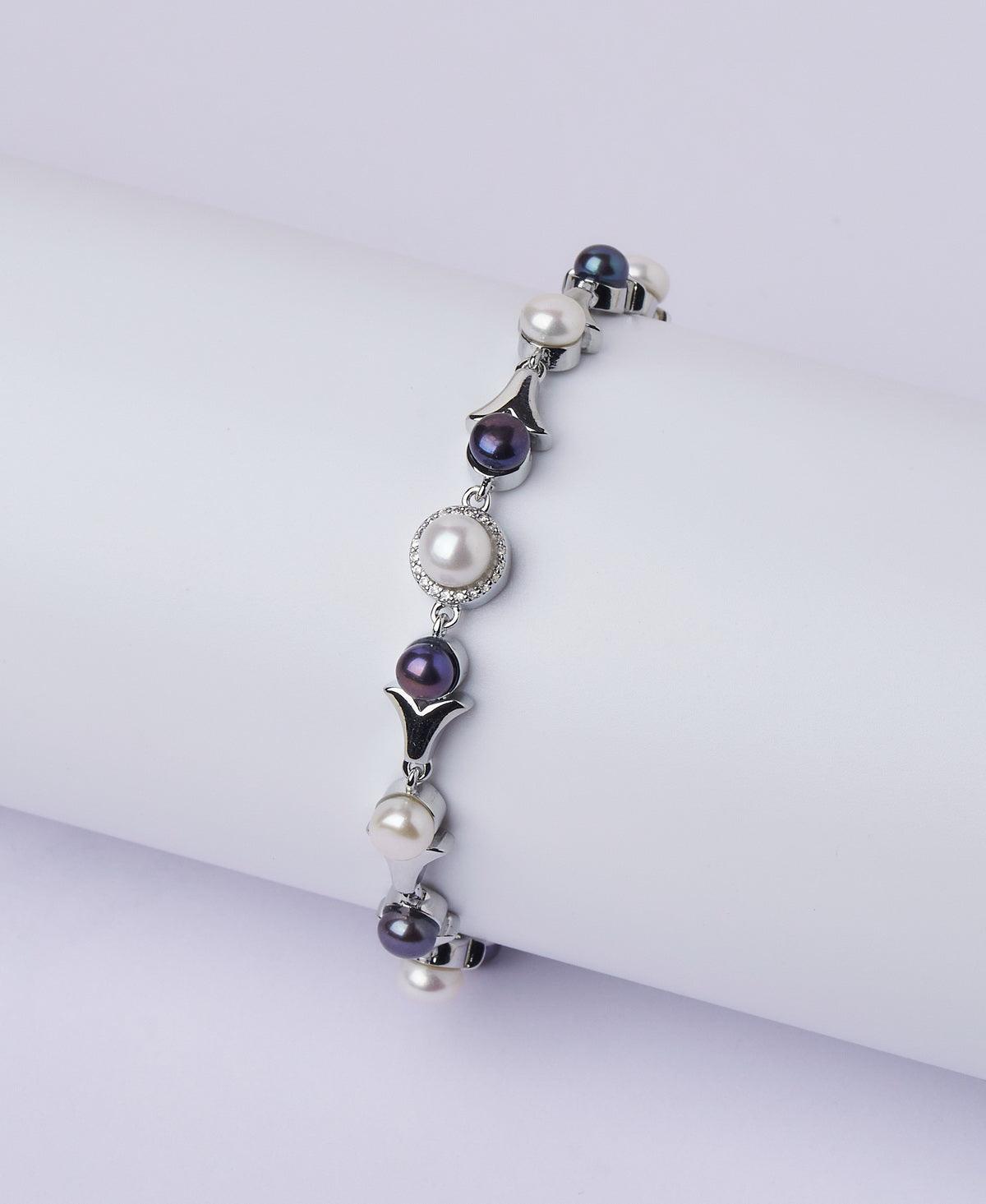 Fashionable Stone Studded Pearl Bracelet - Chandrani Pearls