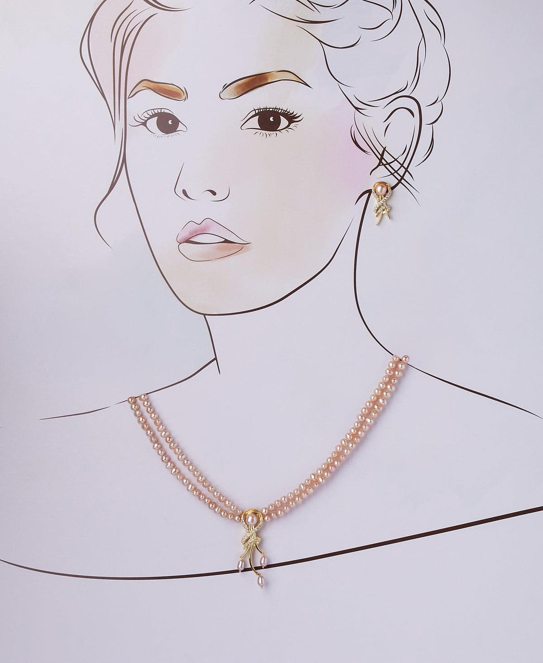 Fashionable Stone Studded Pearl Necklace Set - Chandrani Pearls