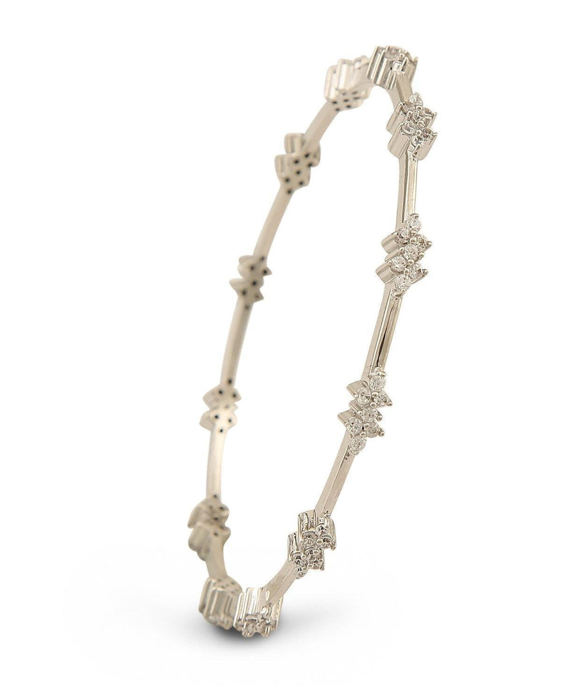 Fashionable Stone Studded Silver Bangle - Chandrani Pearls