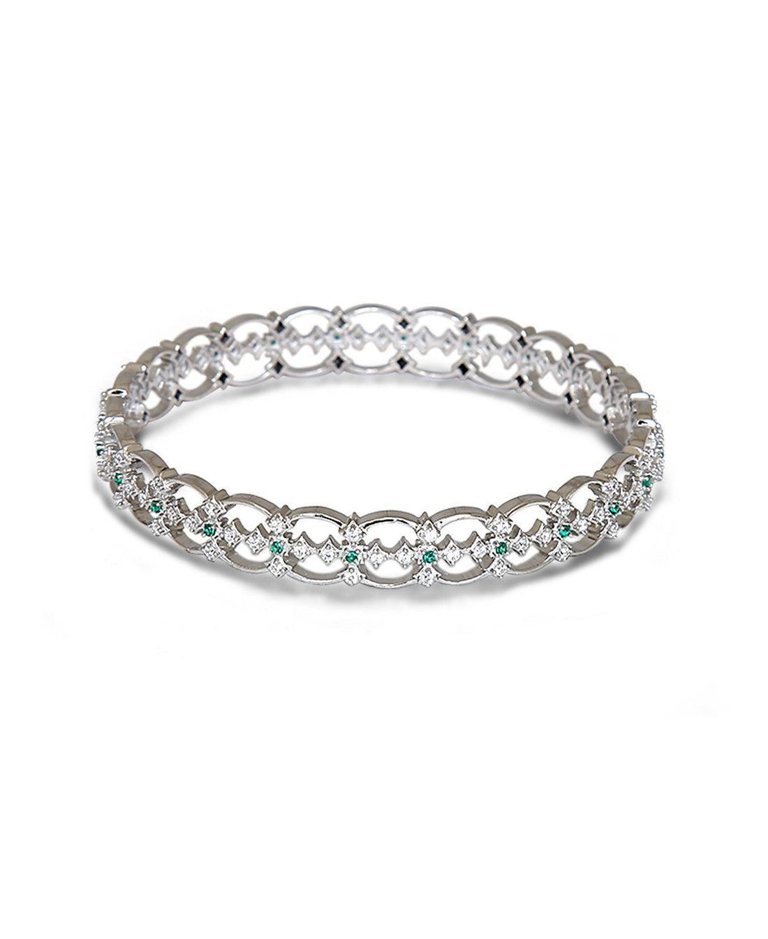 Fashionable Stone Studded Silver Bangle - Chandrani Pearls