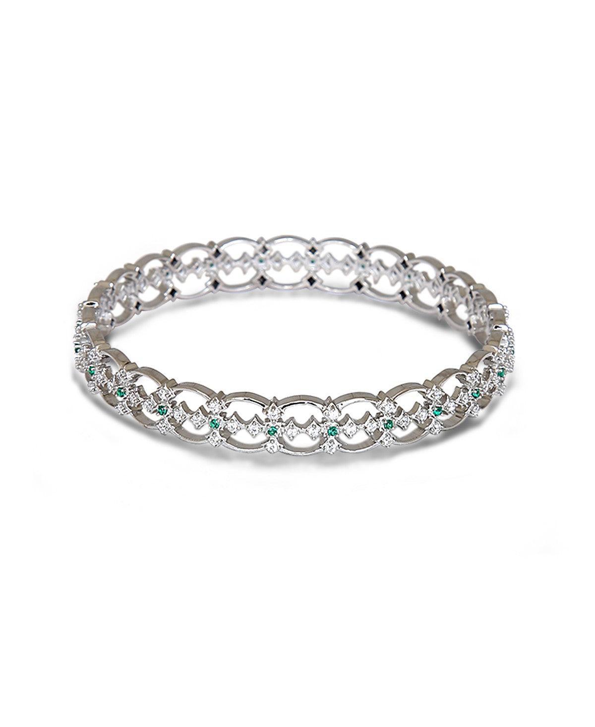 Fashionable Stone Studded Silver Bangle - Chandrani Pearls
