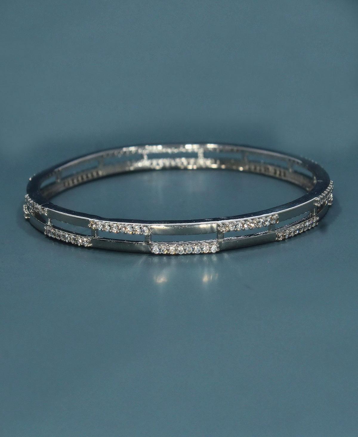 Fashionable Stone Studded Silver Bangle - Chandrani Pearls