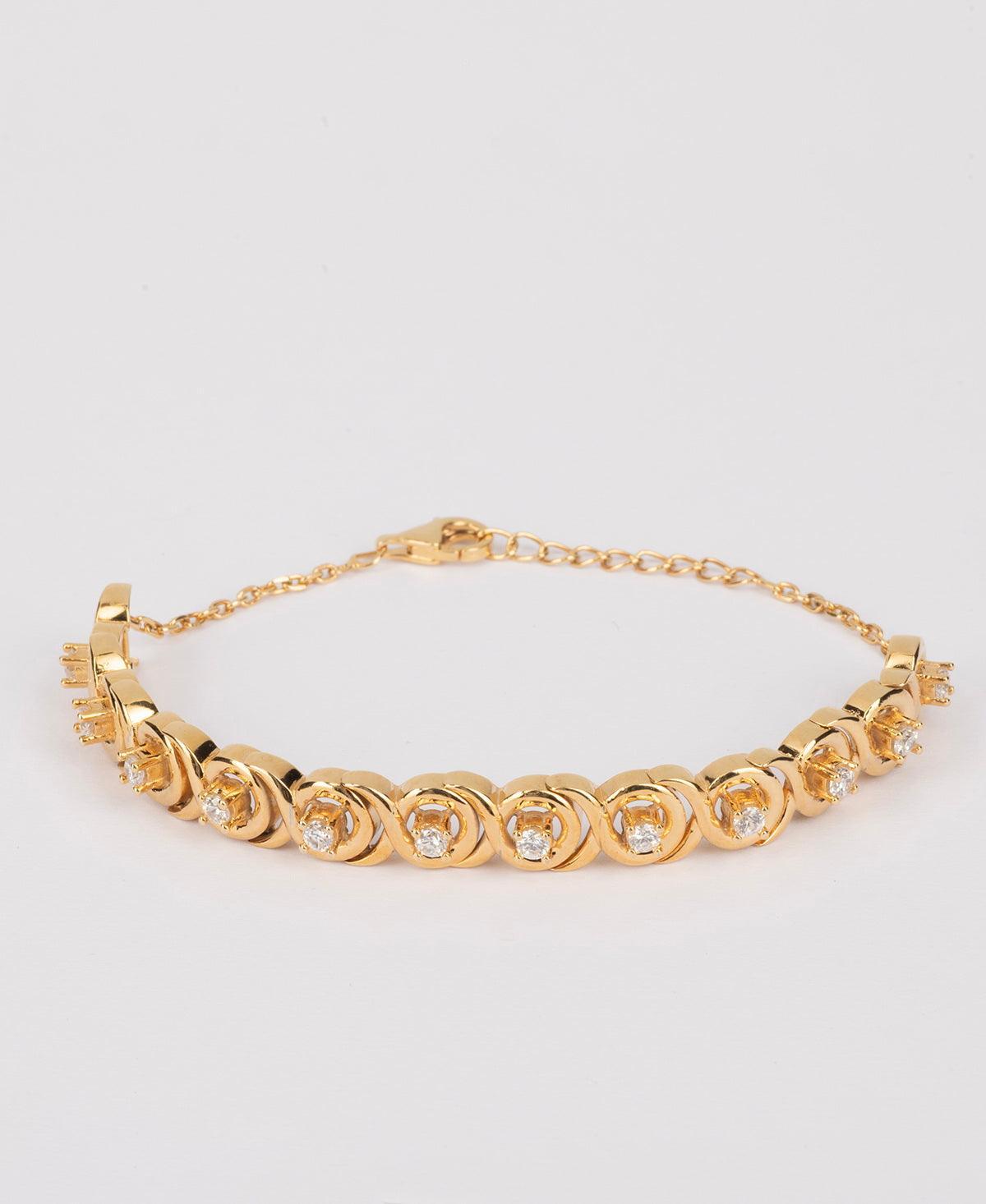 Fashionable Stone Studded Silver Bracelet. - Chandrani Pearls