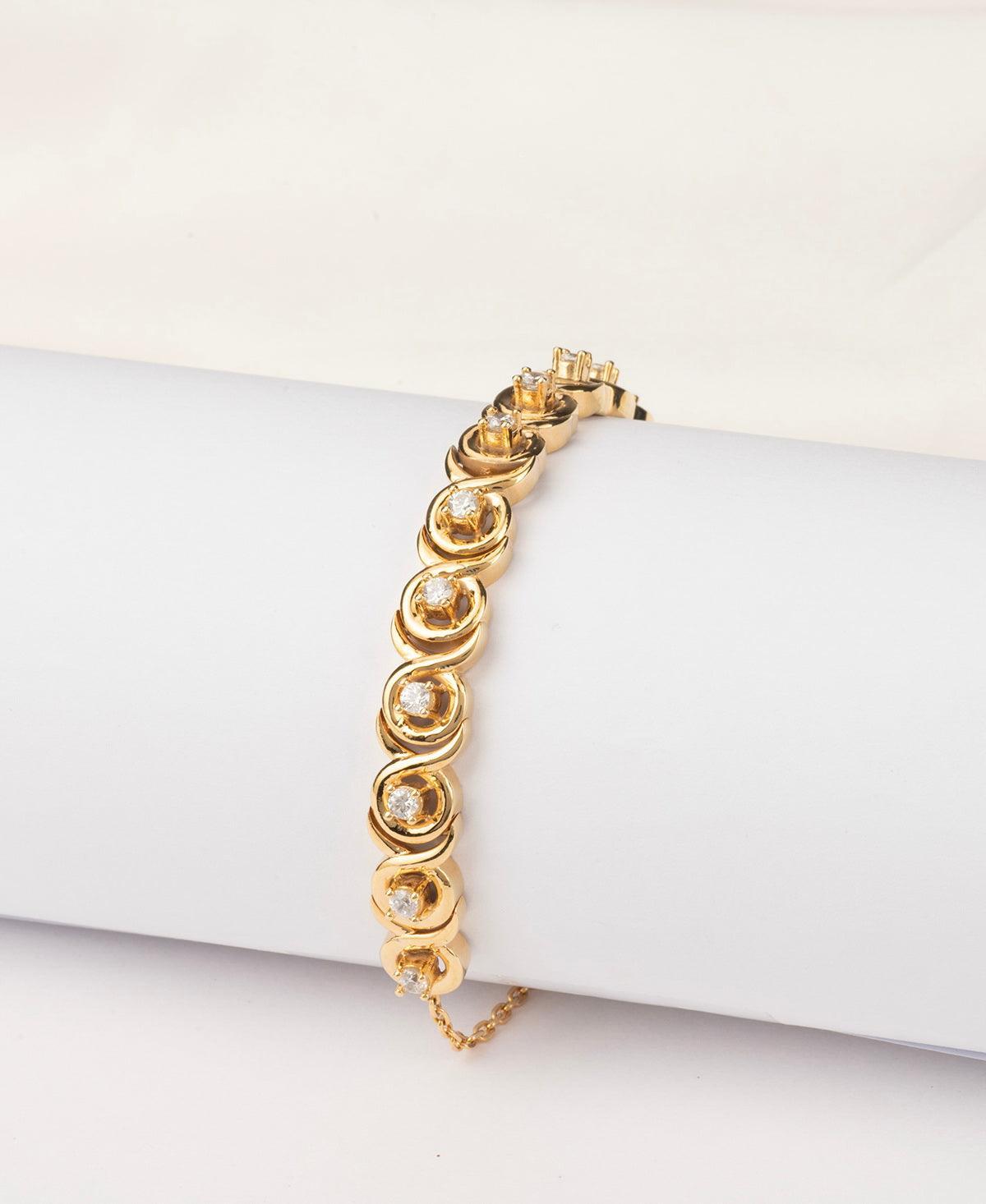 Fashionable Stone Studded Silver Bracelet. - Chandrani Pearls