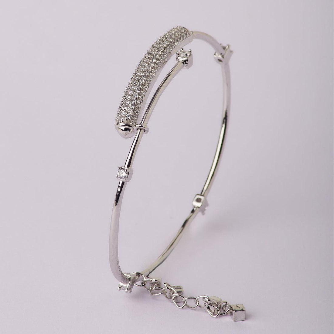 Fashionable Stone Studded Silver Bracelet - Chandrani Pearls