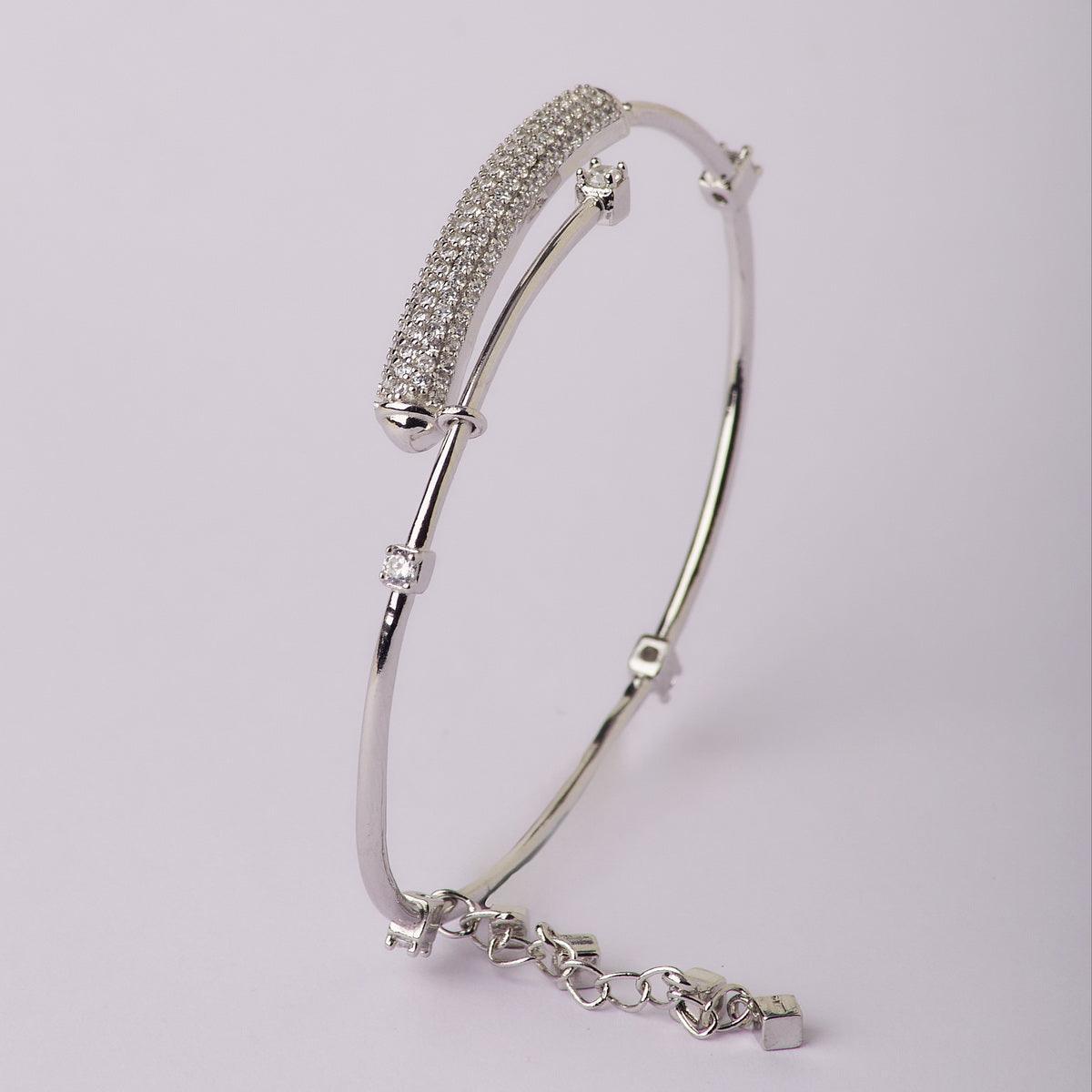 Fashionable Stone Studded Silver Bracelet - Chandrani Pearls