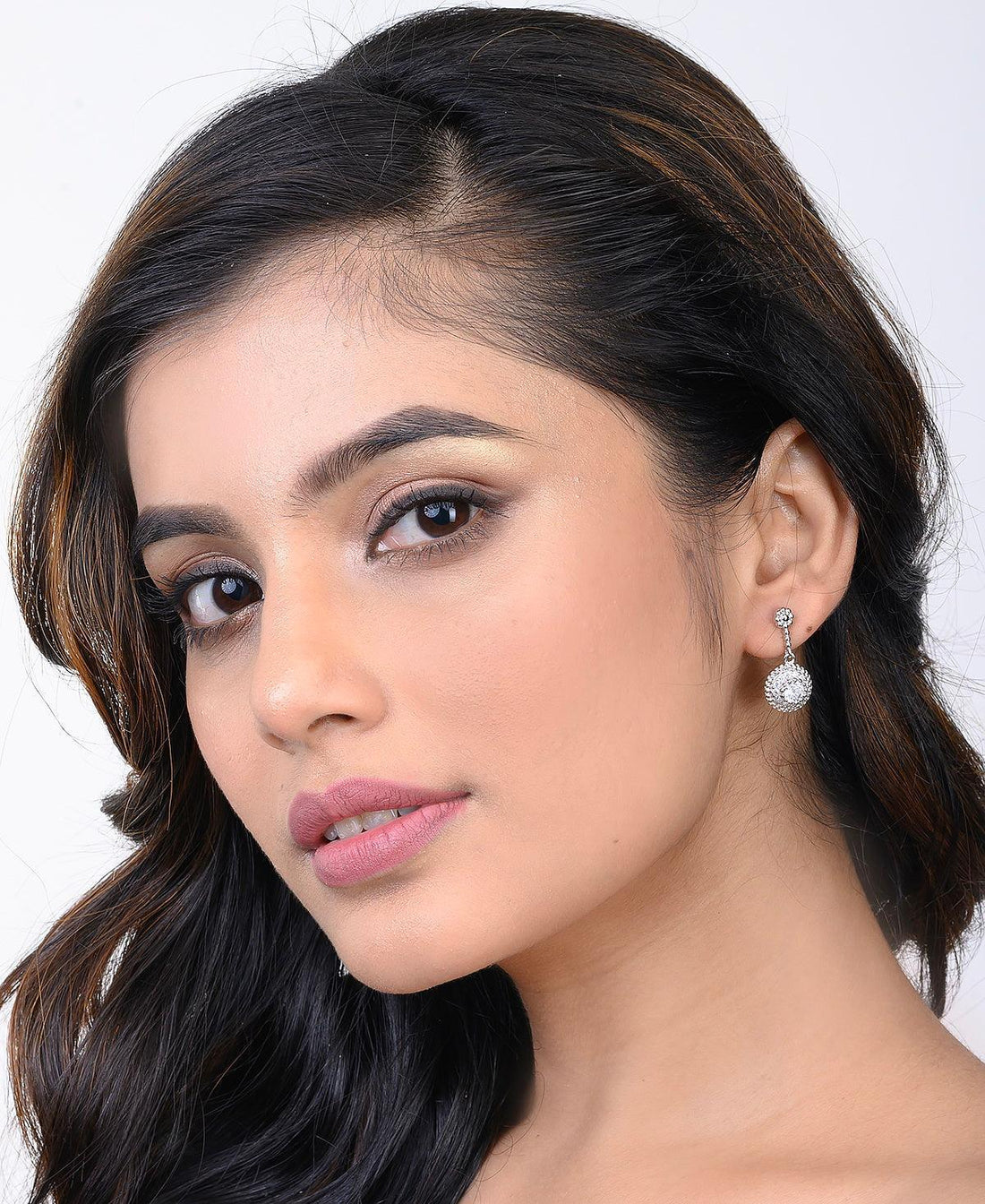 Fashionable Stone Studded Silver Earring - Chandrani Pearls