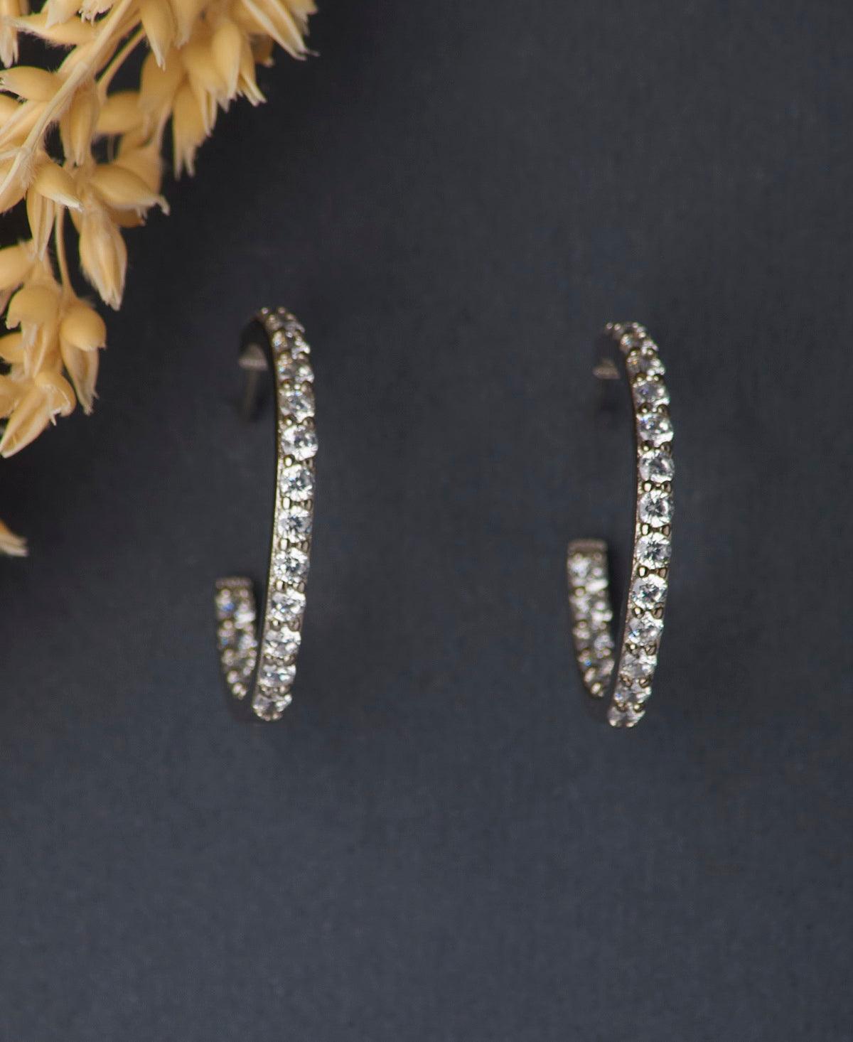 Fashionable Stone Studded Silver Earring - Chandrani Pearls