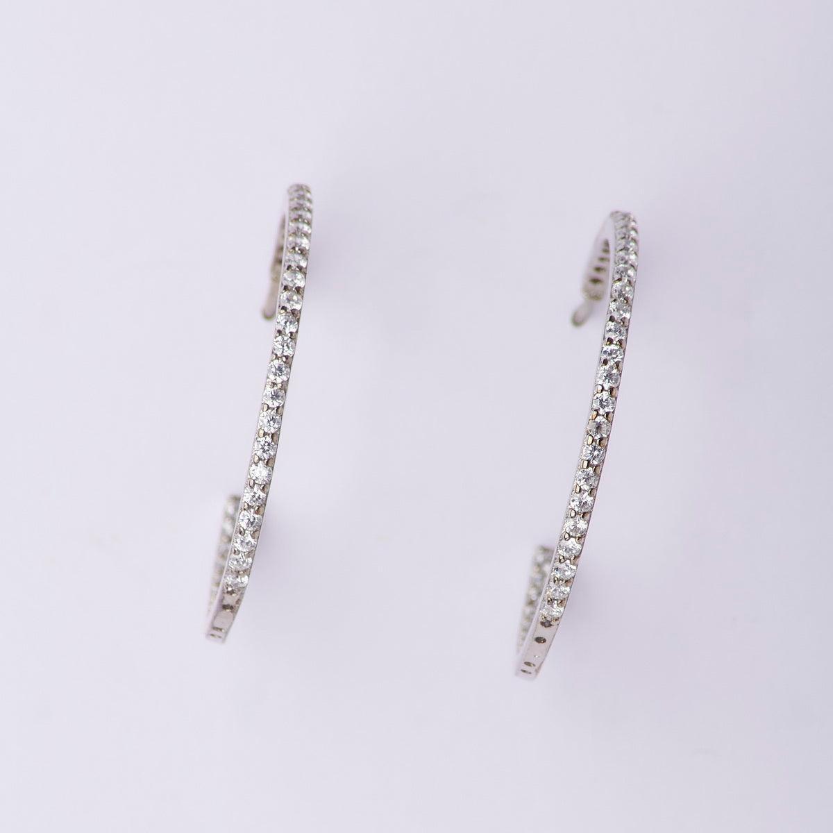 Fashionable Stone Studded Silver Earring - Chandrani Pearls