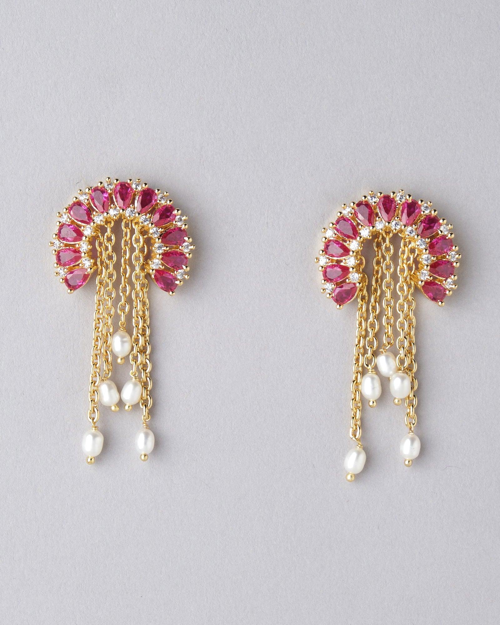 Fasionable Golden Hanging Jhumka - Chandrani Pearls