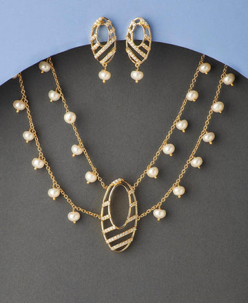Fasionable Real Pearl Necklace Set - Chandrani Pearls
