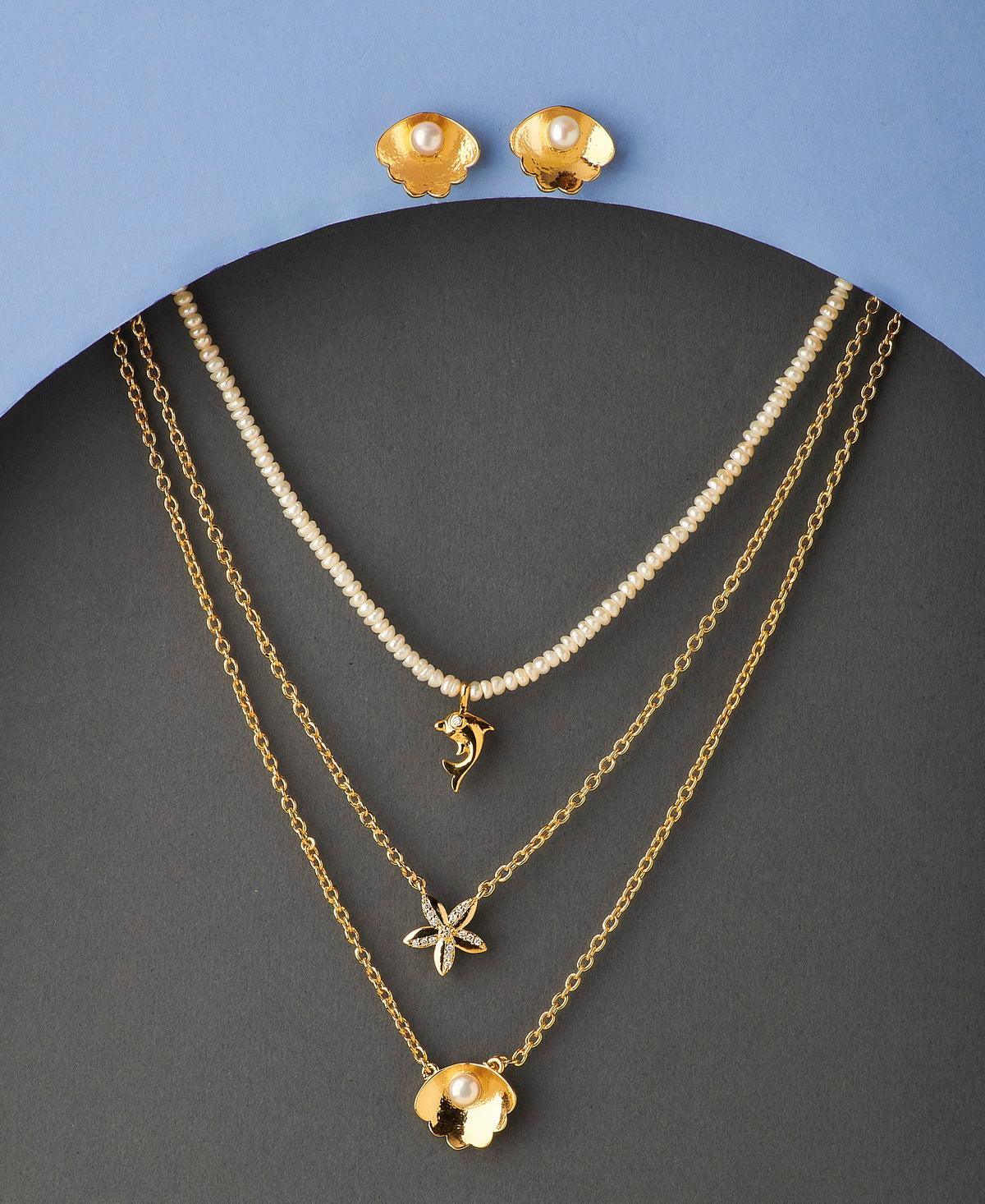 Fasionable Real Pearl Necklace Set - Chandrani Pearls