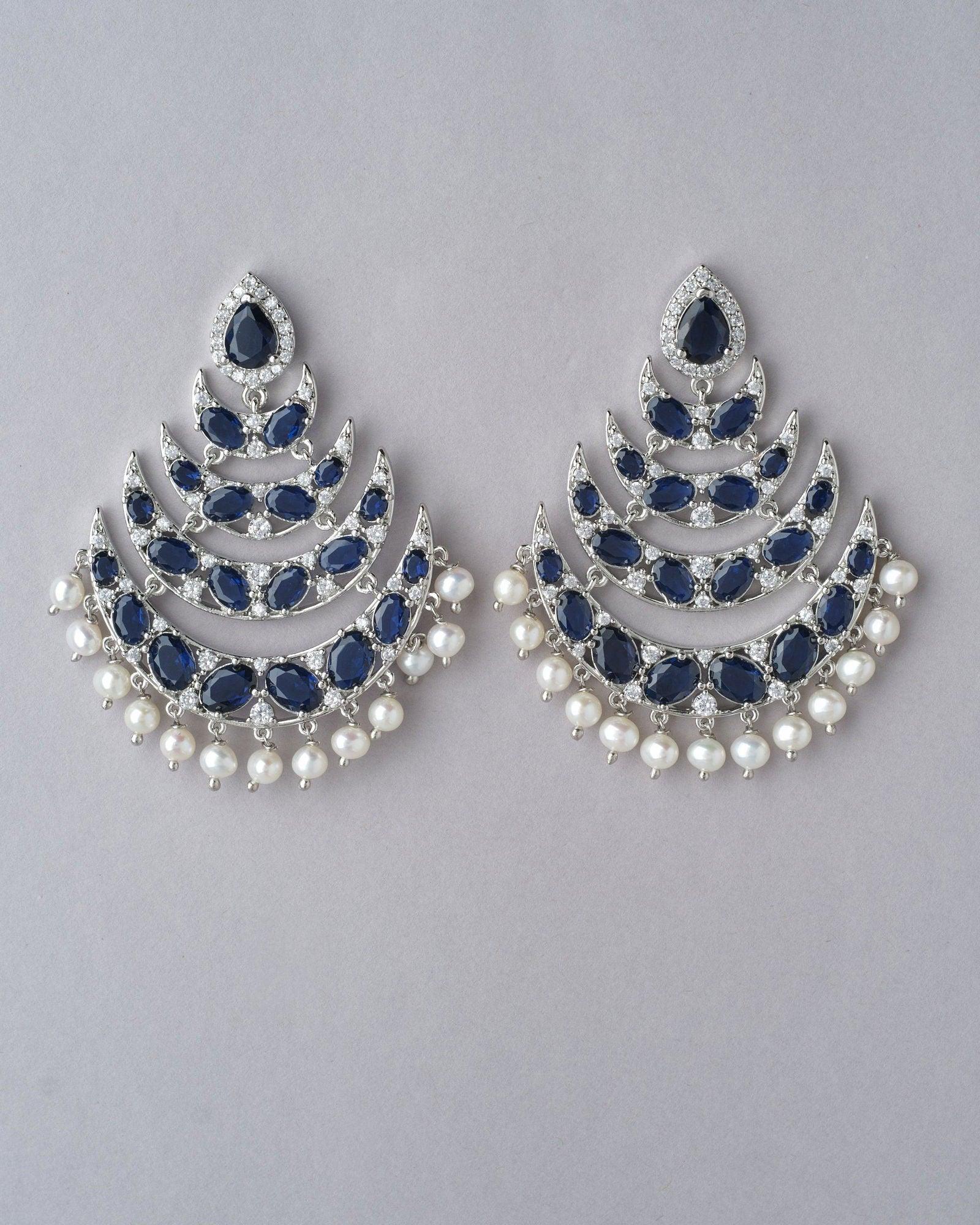 Fasionable Stone Studded Drop Pearl Jhumka - Chandrani Pearls