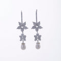Floral Delicate Gold Stone Studded Silver Drop Earring - Chandrani Pearls