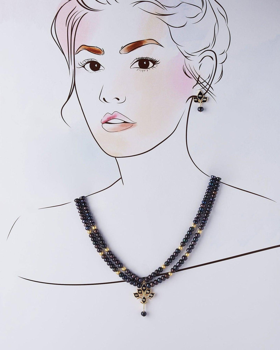 Floral Dyed Pearl Necklace Set - Chandrani Pearls