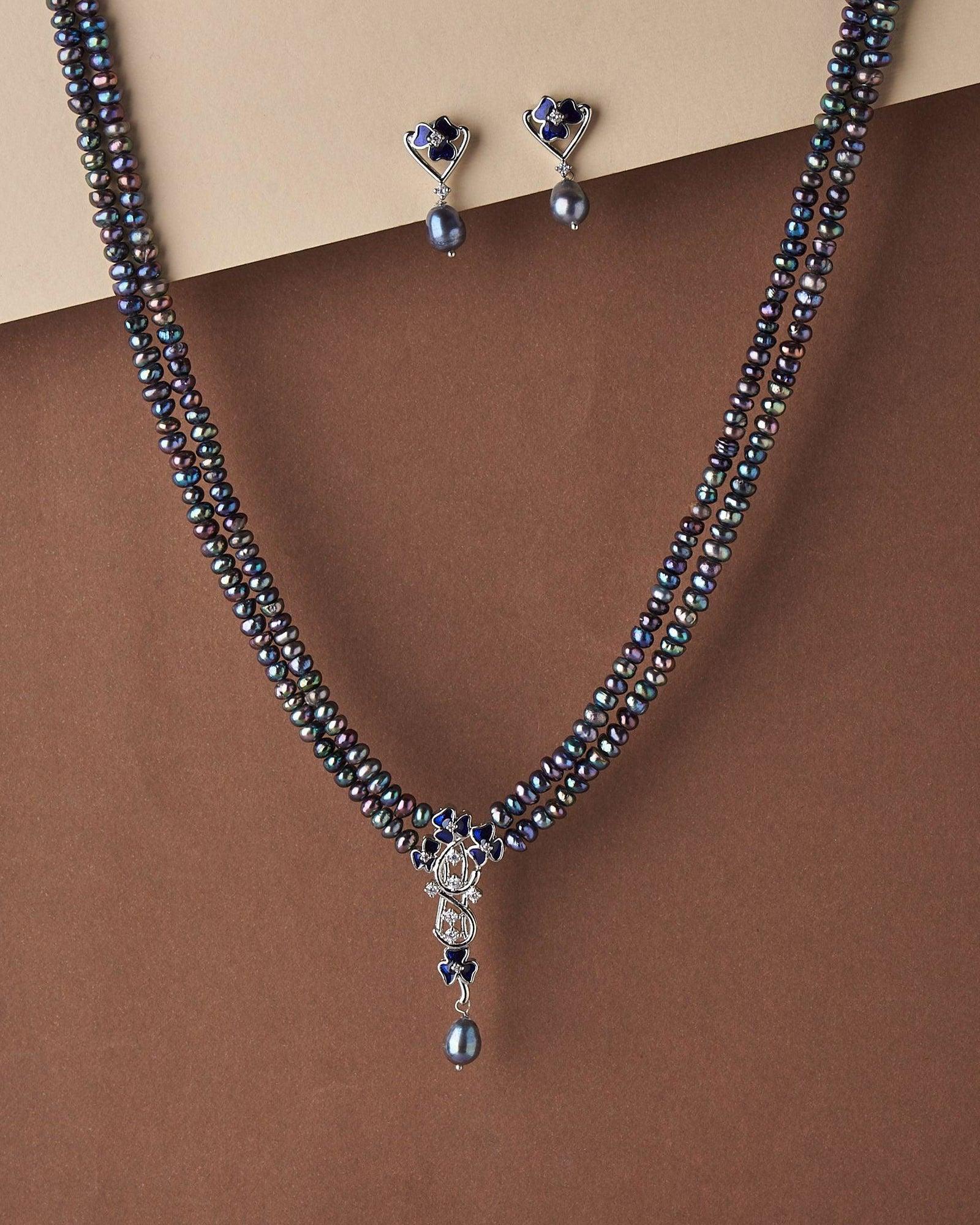 Floral Half Real Pearl Necklace Set - Chandrani Pearls