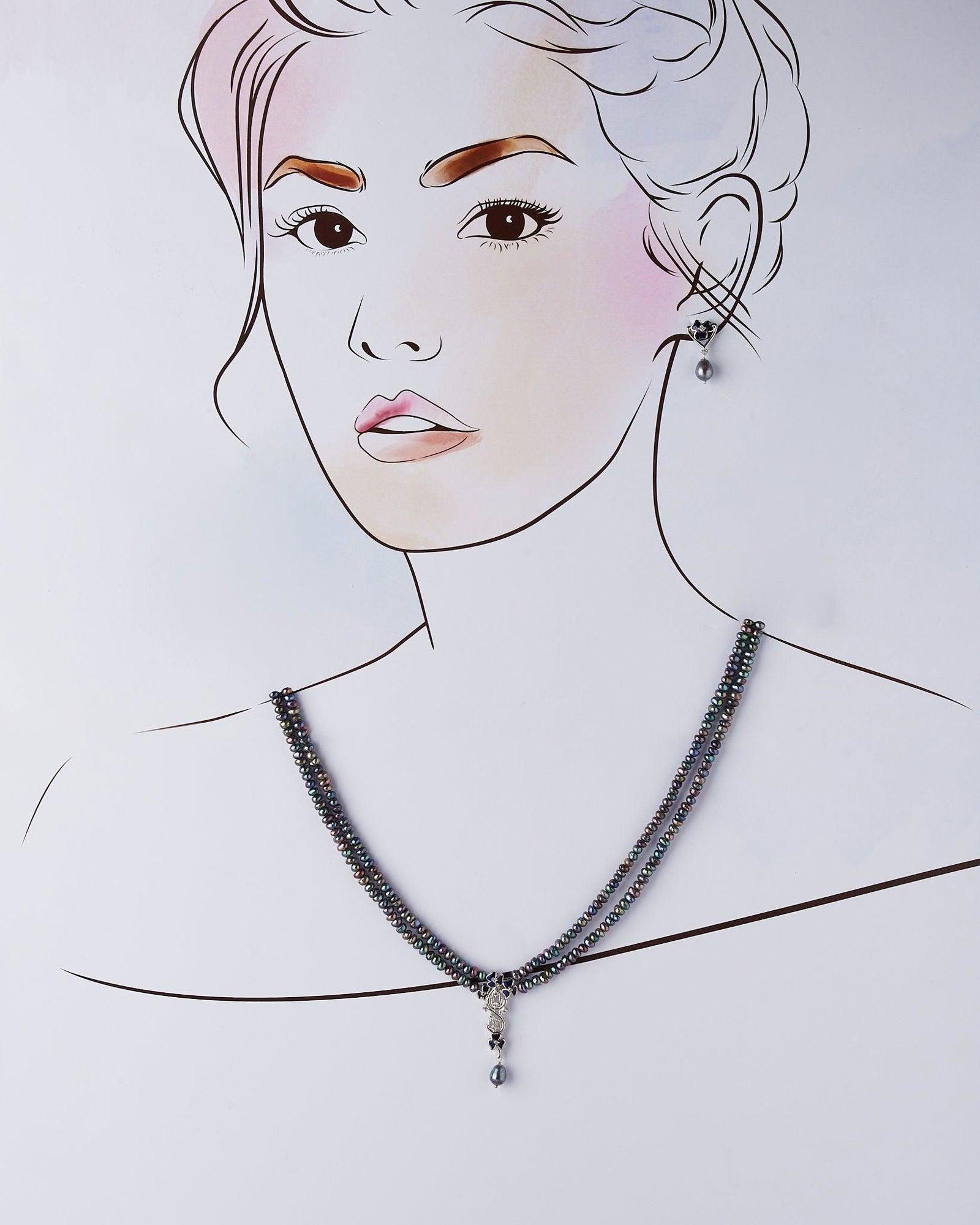 Floral Half Real Pearl Necklace Set - Chandrani Pearls