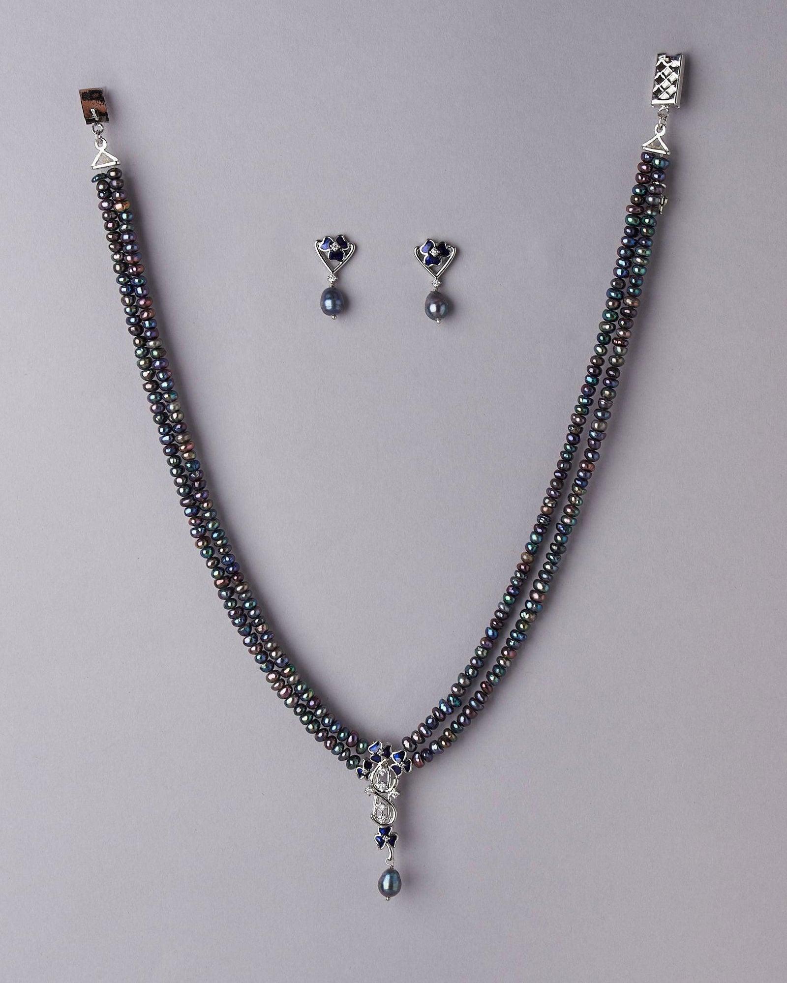 Floral Half Real Pearl Necklace Set - Chandrani Pearls