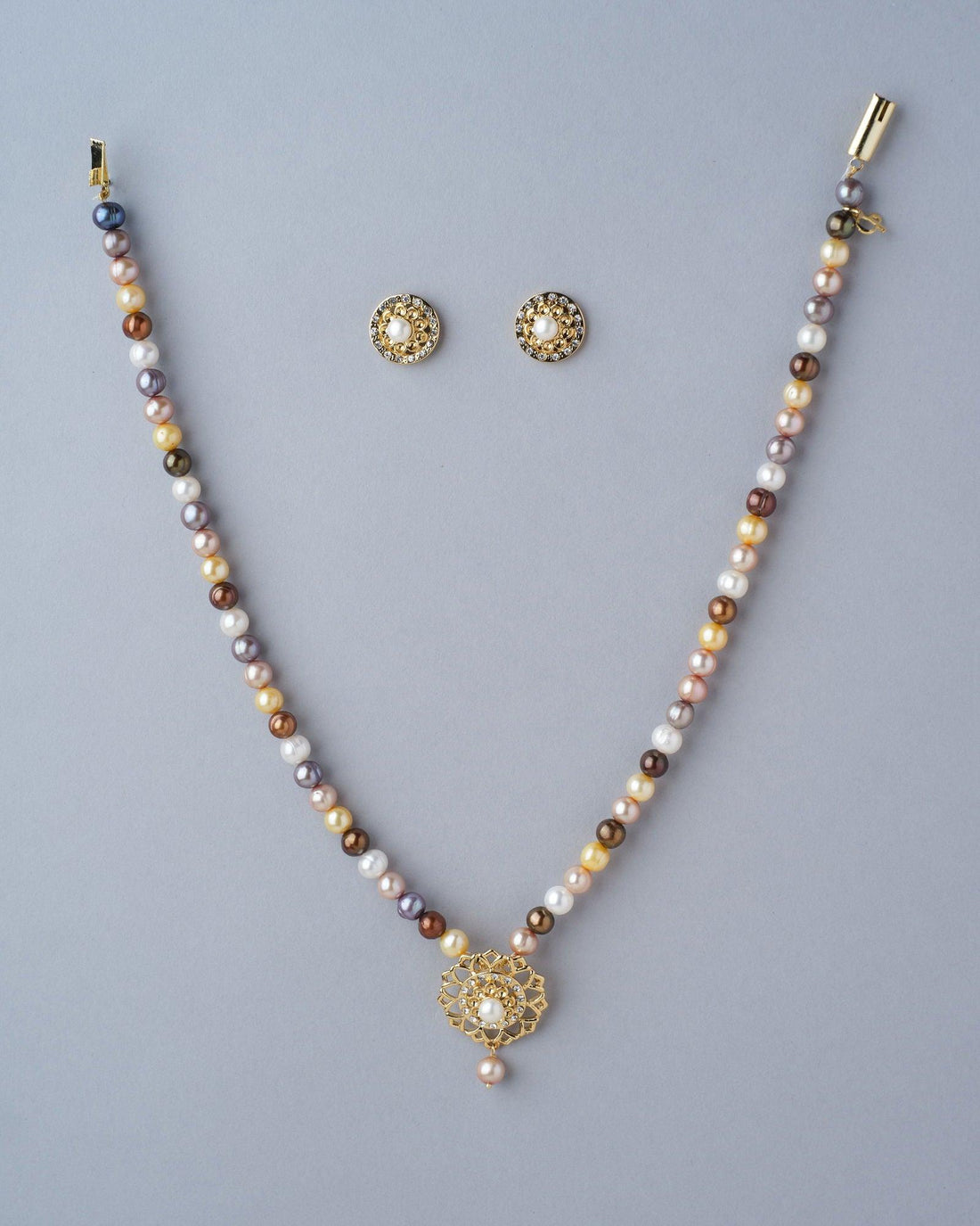 Floral Multi Pearl Necklace Set - Chandrani Pearls