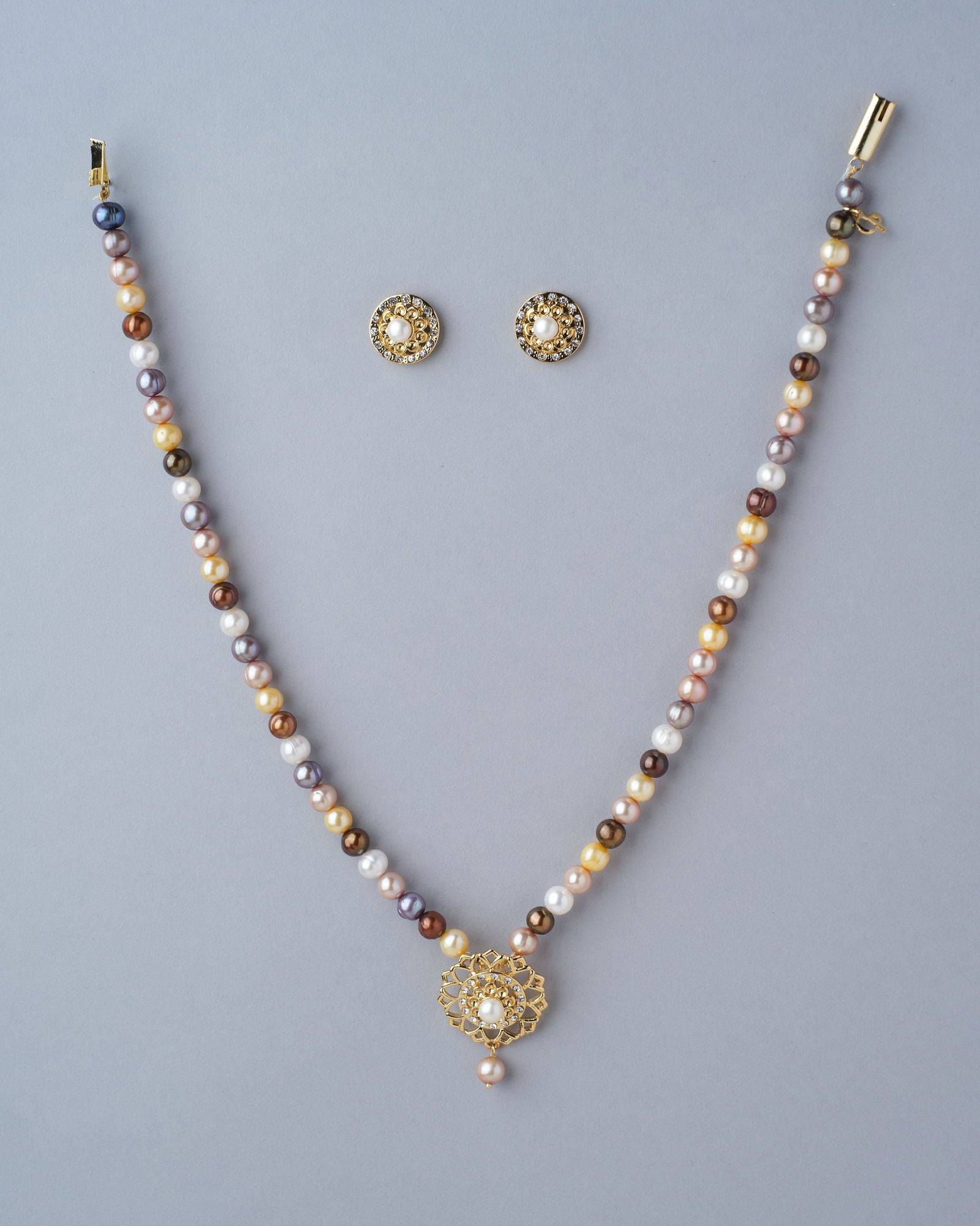 Floral Multi Pearl Necklace Set - Chandrani Pearls