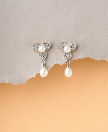 Floral Pearl Hanging Earrings - Chandrani Pearls