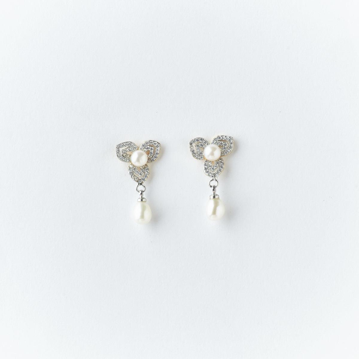 Floral Pearl Hanging Earrings - Chandrani Pearls