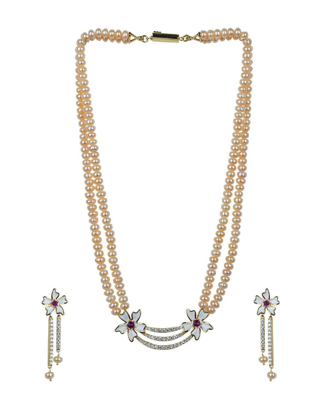 Floral Pearl Necklace Set - Chandrani Pearls