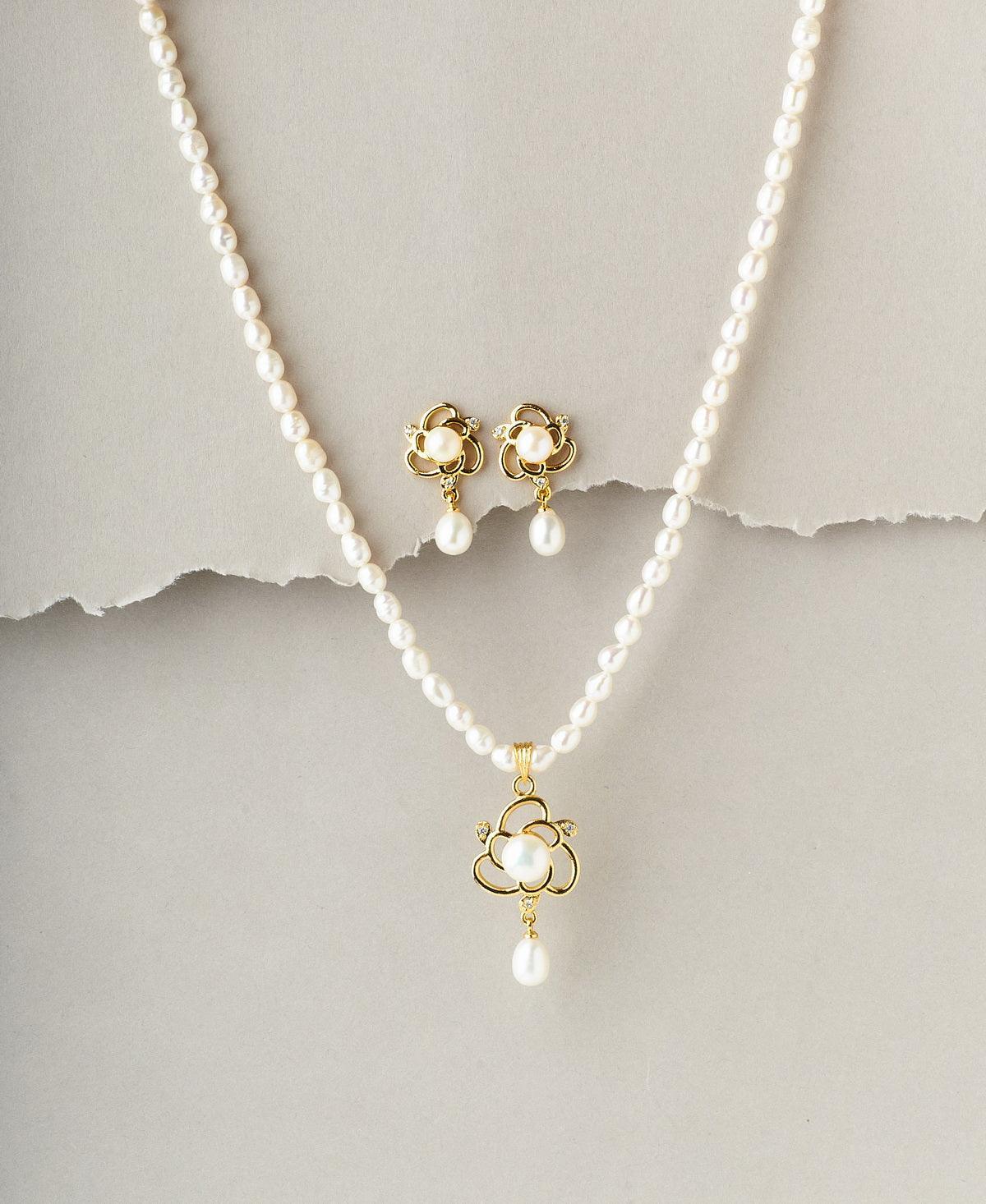 Floral Pearl Necklace Set - Chandrani Pearls