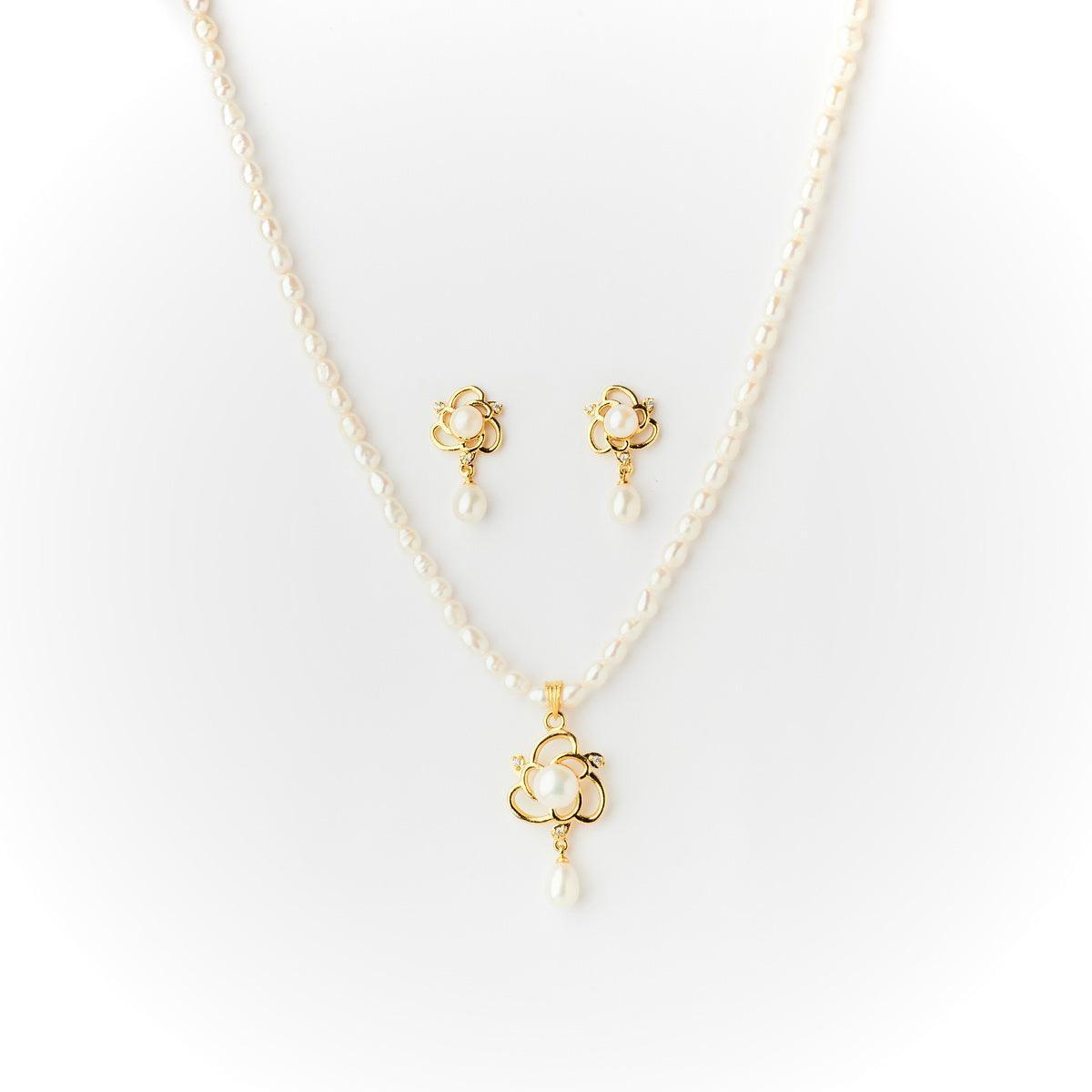 Floral Pearl Necklace Set - Chandrani Pearls