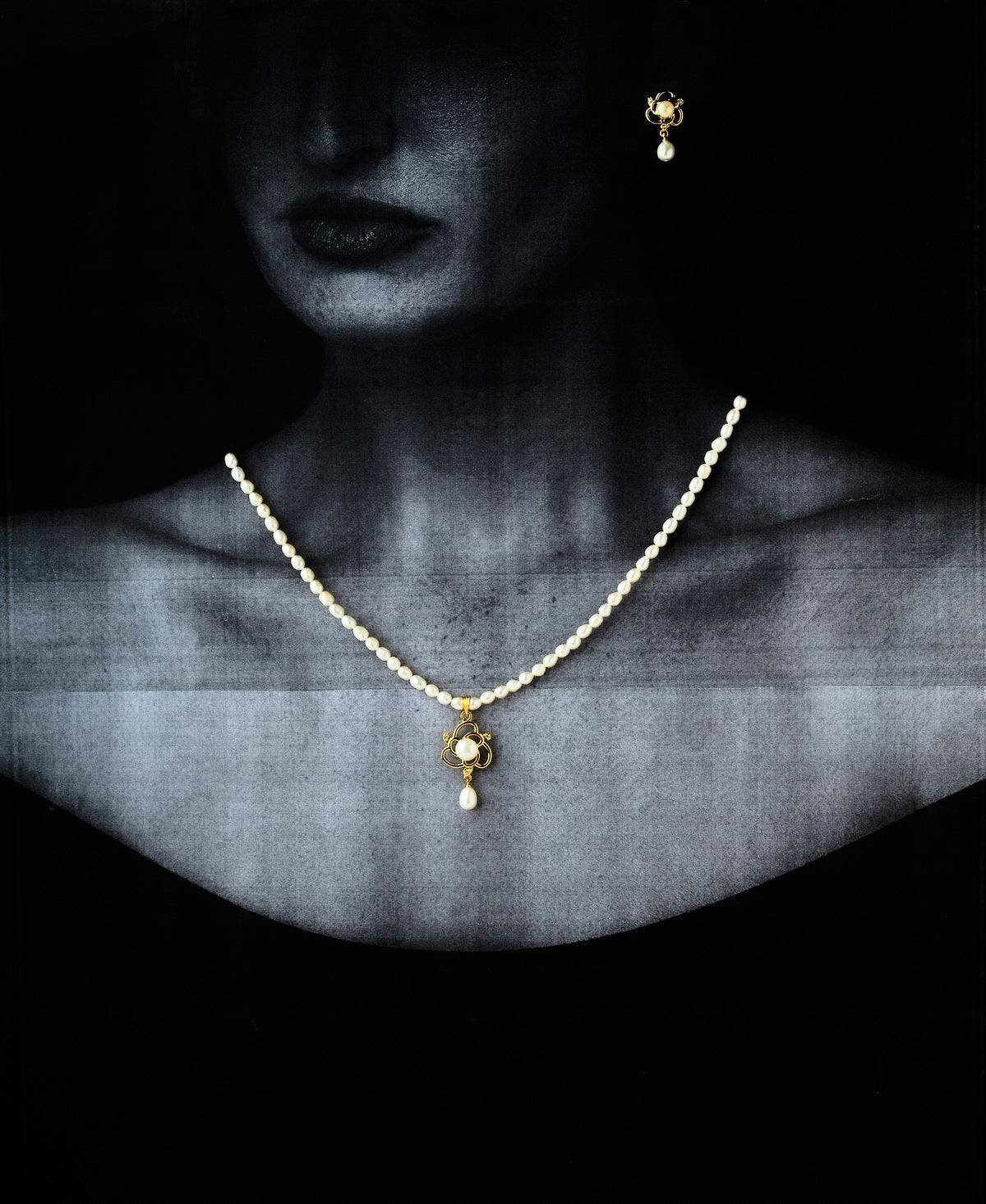 Floral Pearl Necklace Set - Chandrani Pearls