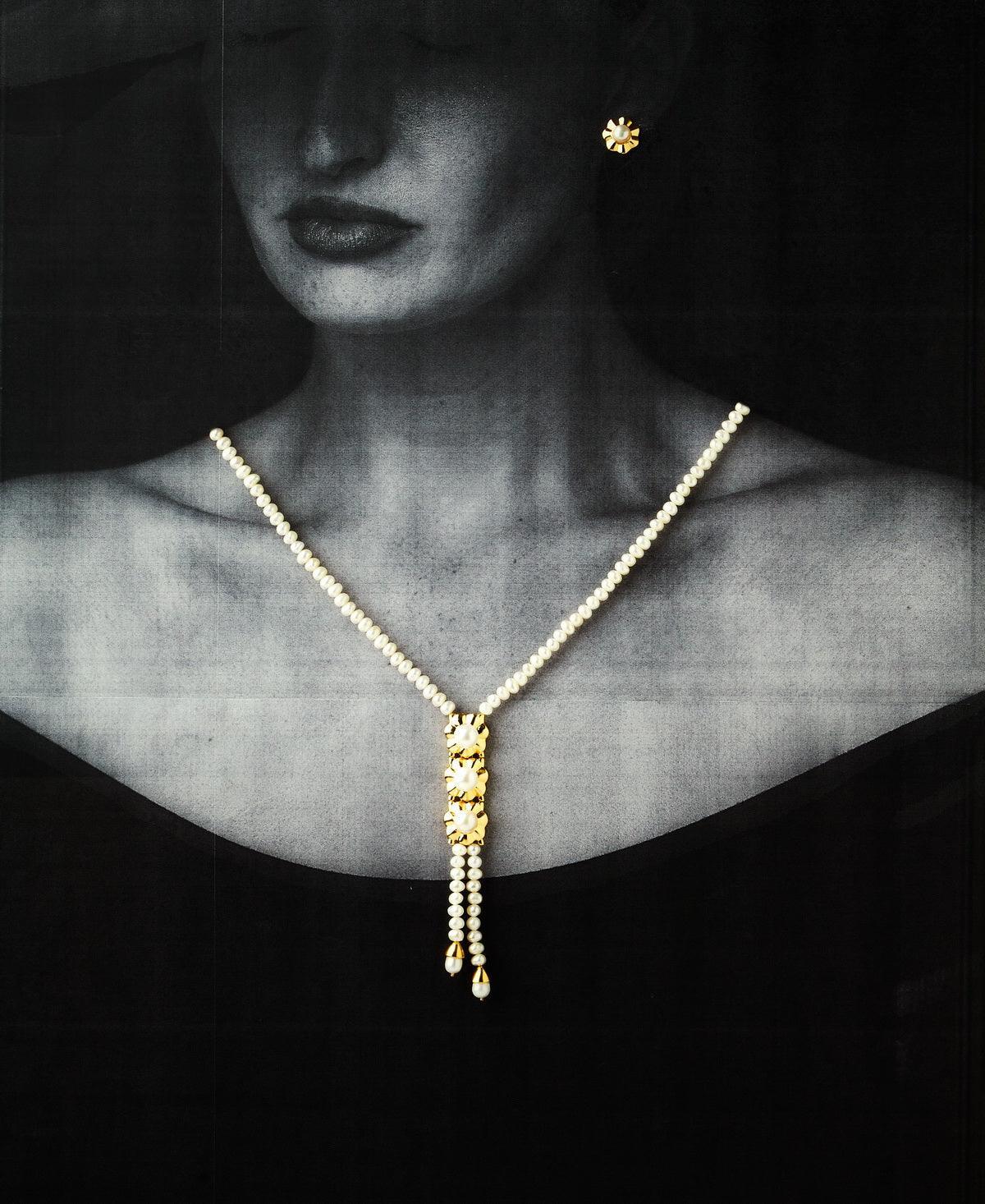 Floral Pearl Necklace Set - Chandrani Pearls