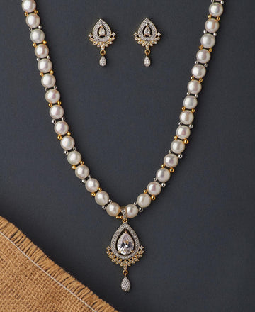 Floral Pearl Necklace Set - Chandrani Pearls